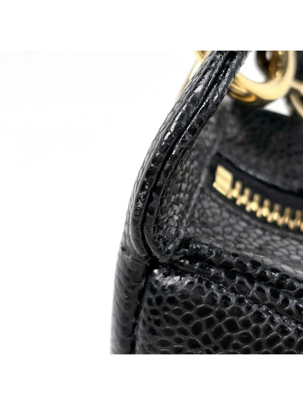 Chanel Shoulder Bag CC Logo Quilted Caviar Leather Black